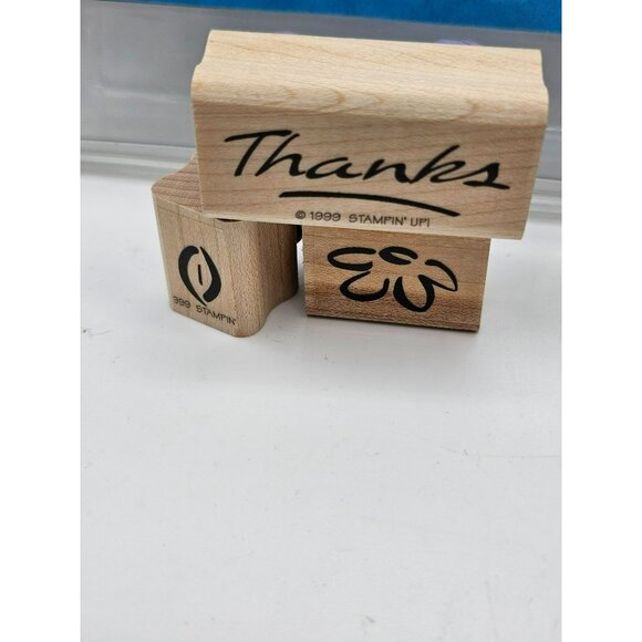 1999 Stampin Up Thanks Set Of‎ 5 Vintage Stamps With Box - Picture 2 of 10